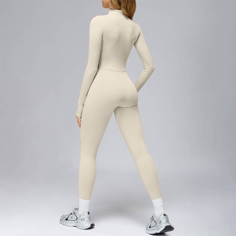 WONDERXFANS – wholesale Unitard – Women′s – Long-sleeved stand-up collar slim-fit sports jumpsuit11