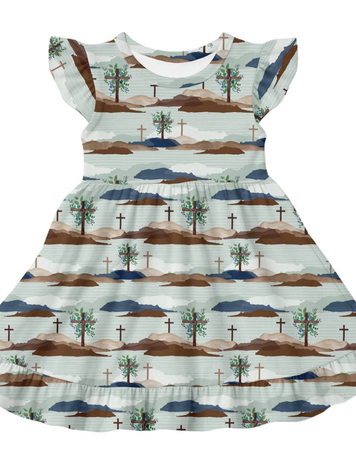 Risen Girls Ruffle Twirl for wholesale by Tiny Revival Clothing Co.