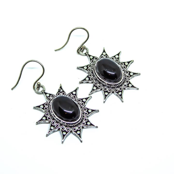 Brass Gemstone Silver Plated Earrings for wholesale by Quasar Gems USA