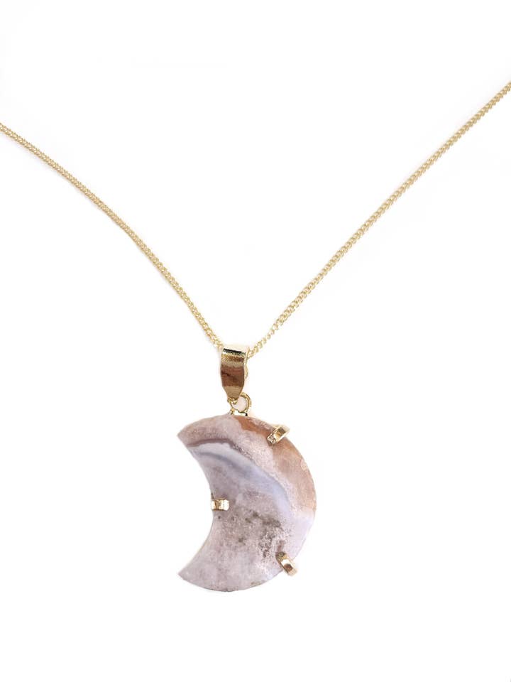 Rose gold plated amethyst moon gemstone necklace for wholesale by Crystal and Sage