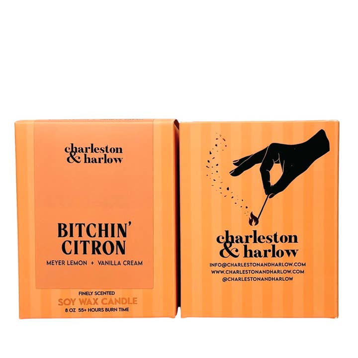 Charleston & Harlow Candle Co. - Wholesale Jar/Filled Candle - Bitchin' Citron Soy Wax Boxed Candle 8oz