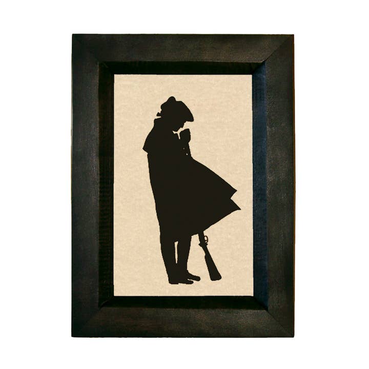 Revolutionary Soldier Printed Vintage Silhouette, 4” x 6” for wholesale by Madison Bay Co. - Historical Home Decor Reproductions