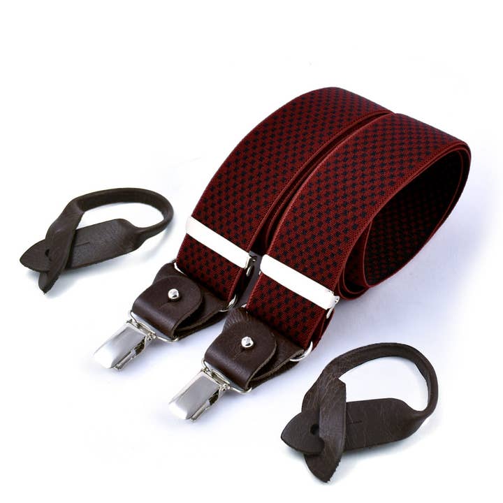 Bretelles larges supérieures - Croix marine sur rouge foncé pour la vente par Bertelles