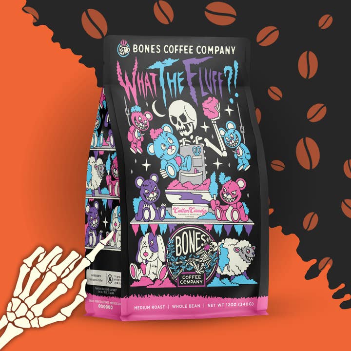 C'est quoi The Fluff ? Café | 12 oz | Grains entiers et moulus pour la vente par Bones Coffee Company