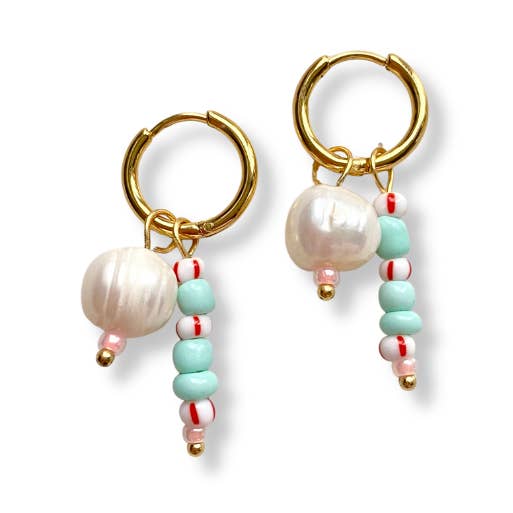 Red Pearl Vibes Earrings - Gold for wholesale by TOMMASINI