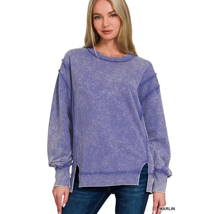 Apolline - Wholesale Sweatshirt - Women's - Acid wash f terry exposed-seam sweatshirt2