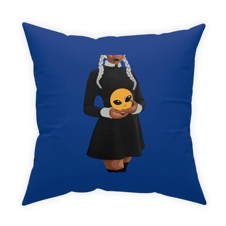 Présentoir en tissu doux | Face A : vêtements d'extérieur | Face B : Gothalina (bleu roi) pour la vente par Buy Martian Merch™