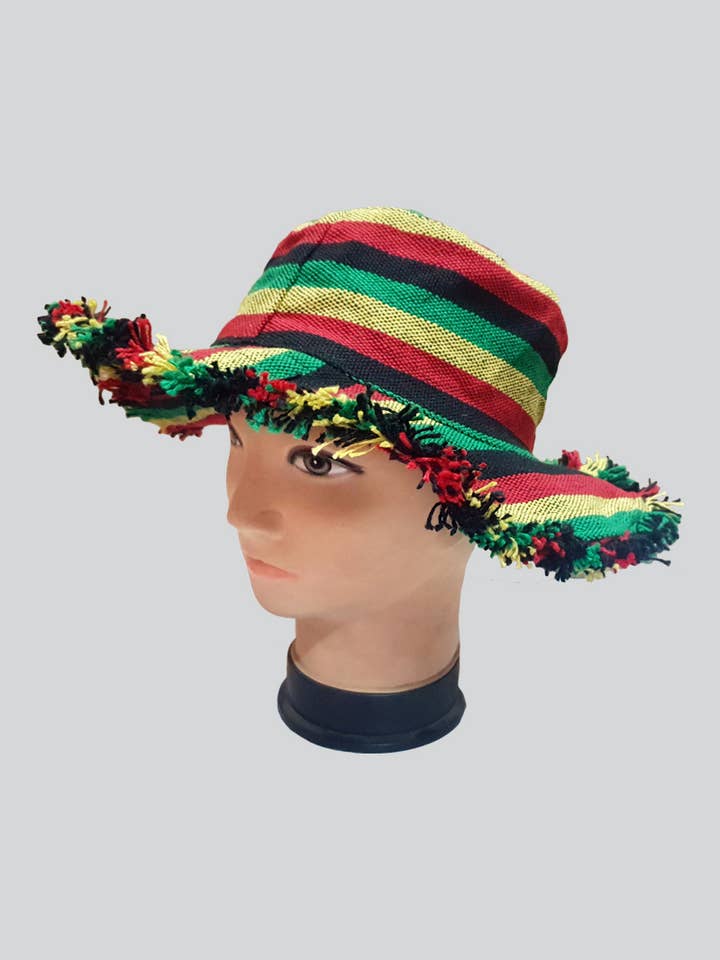 Rasta Wide-Brim Hat (HAT-84) for wholesale by Kathmandu Imports