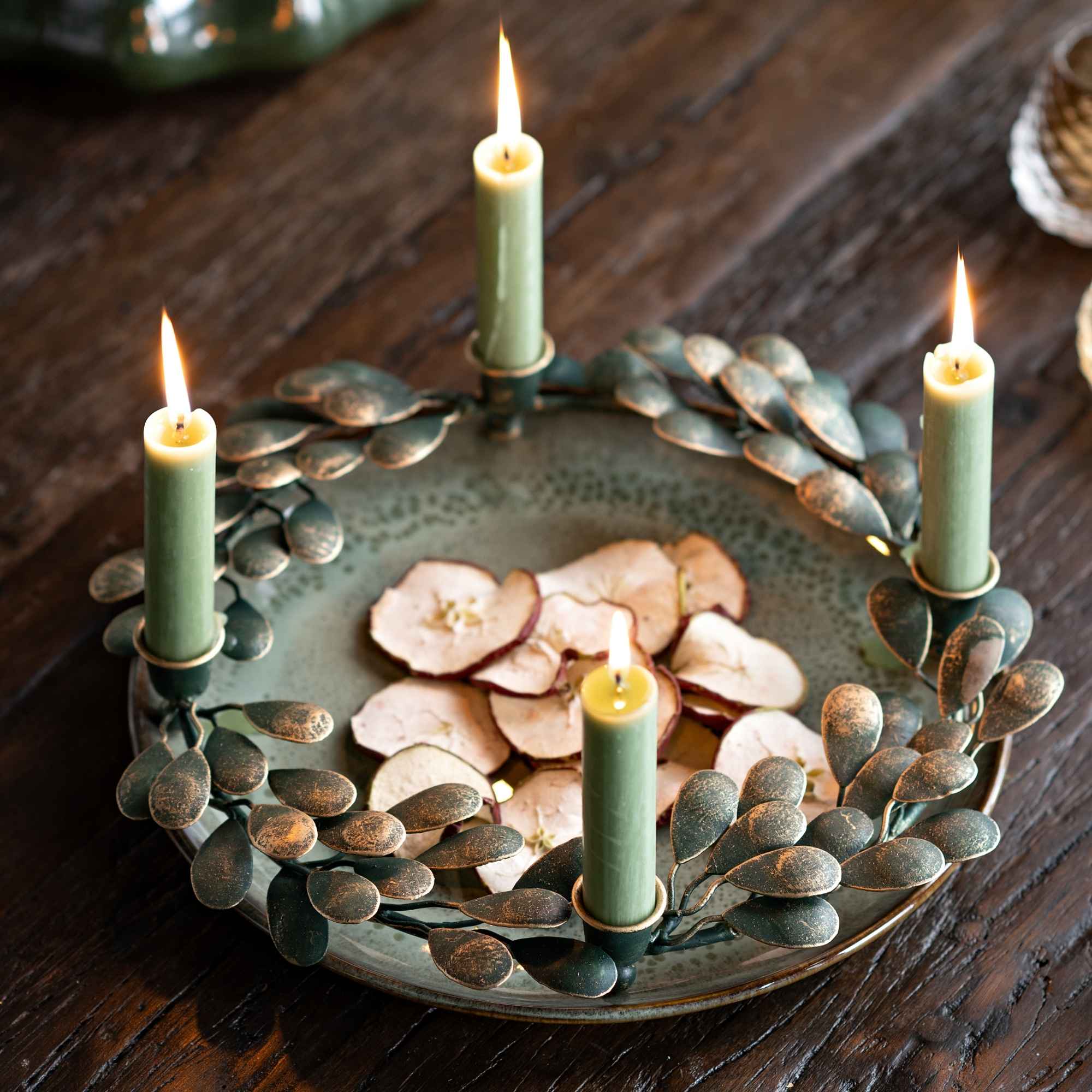 Wurm - Wholesale Tapered Candle/Candlestick - Taper candle dyed through from wax sage (H) 10cm Ø2cm Burning time approx. 4 hours.2