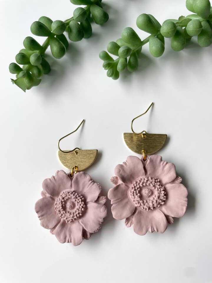 Poppy Dangles | Blush | Clay Earrings for wholesale by Finley River | Trendy Polymer Clay Earrings | Hypoallergenic