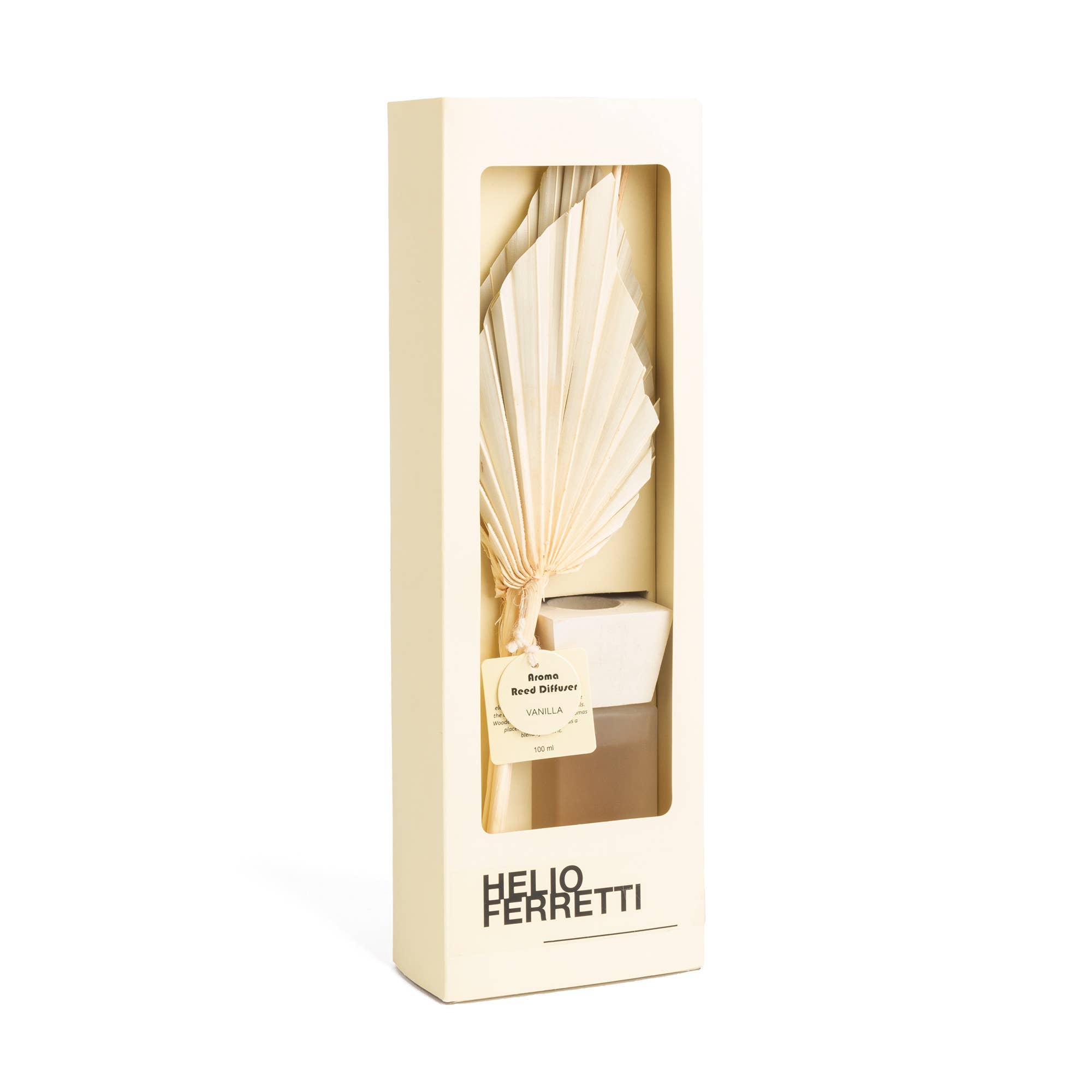 Helio Ferretti Candles & Co. - Venta al por mayor Difusores de palitos - Difusor de aroma a vainilla con flores secas y varillas (100 ml) HF1