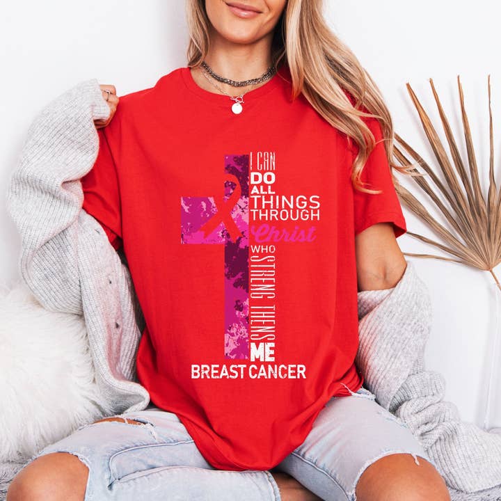 I Can Do All Things Breast Cancer | Faith & Awareness Tee for wholesale by Optime Plus LLC