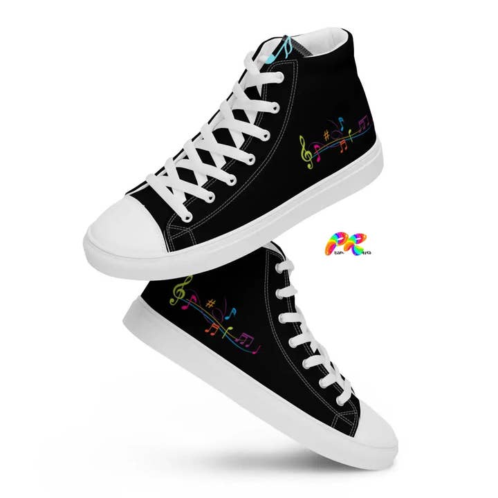 Prism Raves - Wholesale Lifestyle Sneakers - Men's - Music Notes Men's Canvas High Top Sneakers