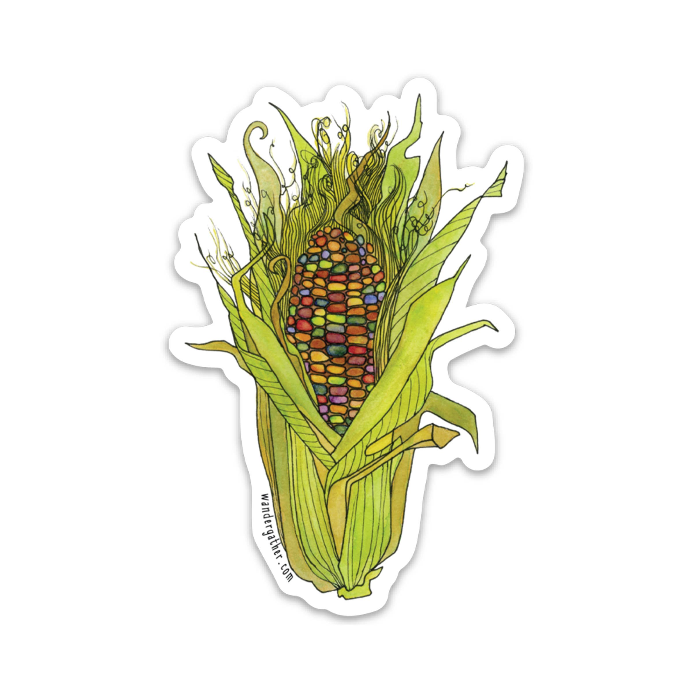 Wander & Gather - Wholesale Sticker - Maize Rainbow Corn Waterproof Sticker