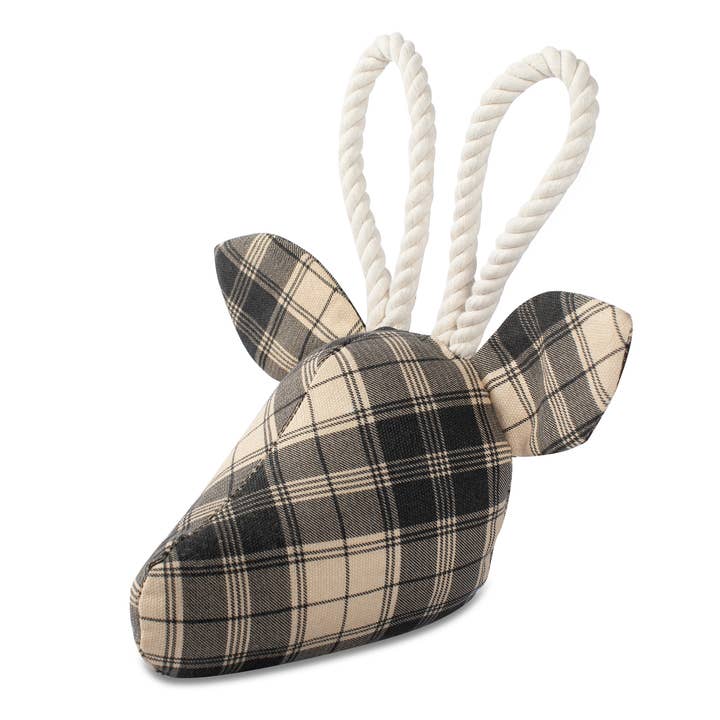 JS Plaid Deer Canvas Dog Toy for wholesale by Petshop by Fringe Studio
