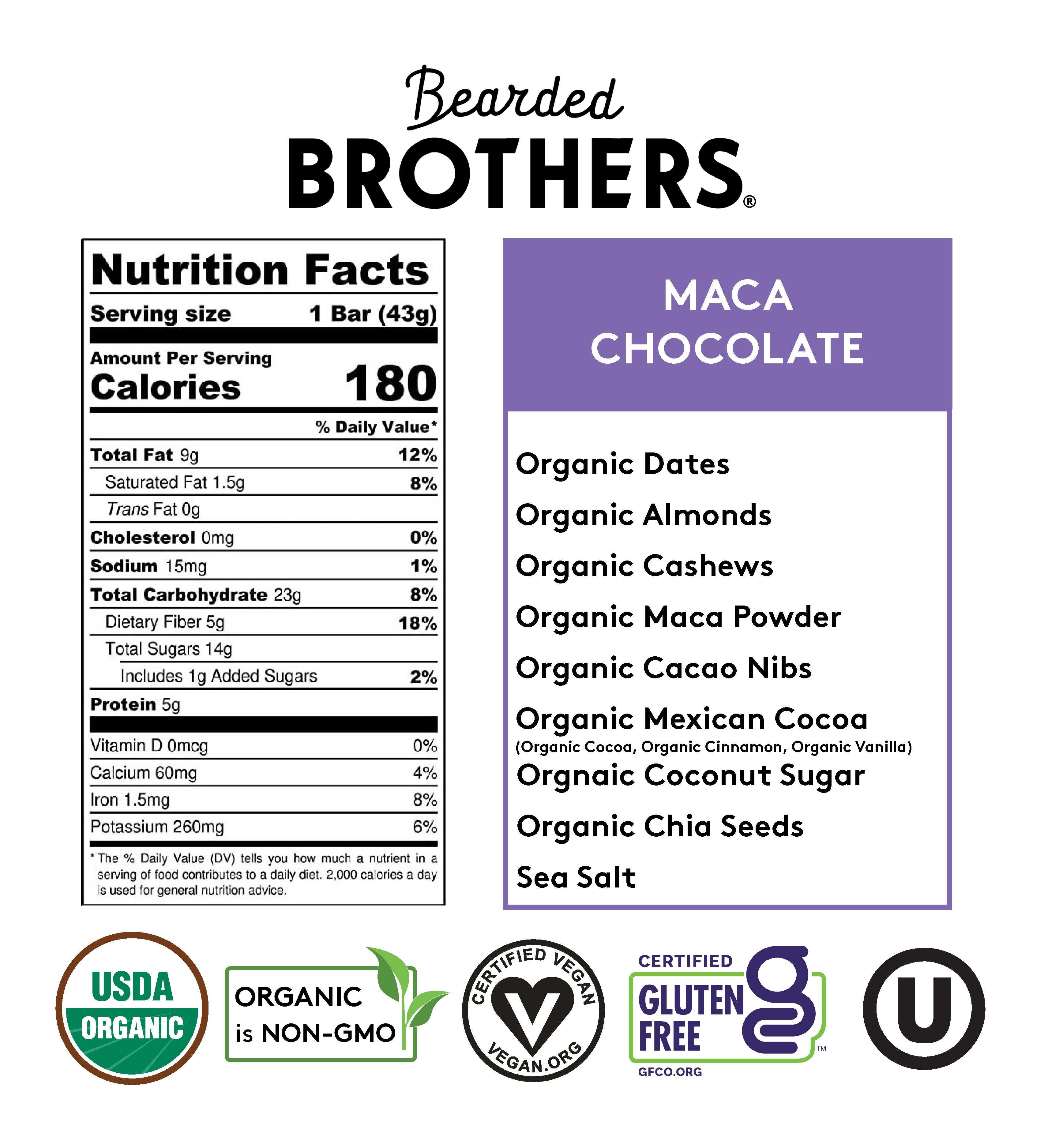 Bearded Brothers - Wholesale Snack Bar - Maca Chocolate (12 Bar Pack)4
