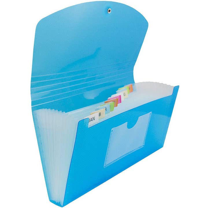 Fichier extensible en plastique à 13 compartiments JAM, 5x10,5, bleu, 2/paquet pour la vente par JAM PAPER