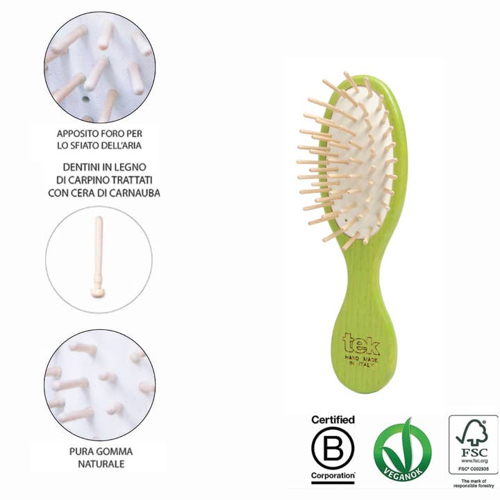 Tek Brushes – Engroshandel Hårbørste/kam – håndtaske kit: lille oval børste og lime kam1