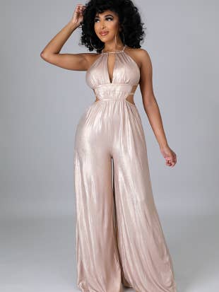 Rose Gold Shimmer Jumpsuit for wholesale by Miss Nicka Boutique