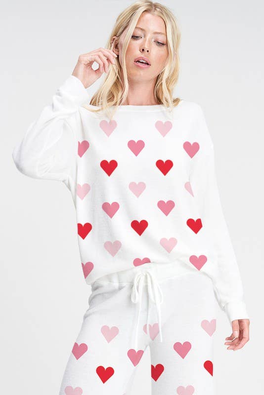 Lemon Tree - Wholesale Lounge Set - Women's - Heart all over sleep lounge wear set1