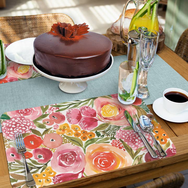 CounterArt/Highland Home/Thirstystone/CoasterStone - Wholesale Placemat - Full Bloom Reversible Easy Care Flexible Plastic Placemat