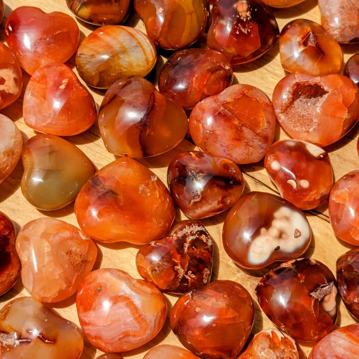 Carnelian Mini Hearts for wholesale by Jensen Rocks