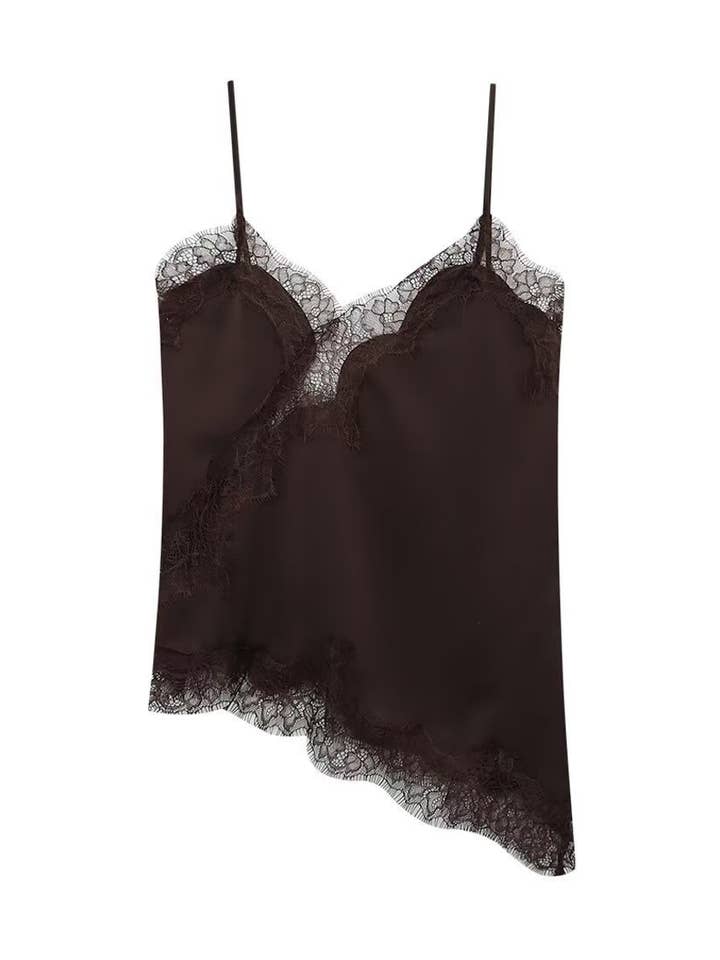 Camisole en satin avec bordure en dentelle pour la vente par Miss Sparkling