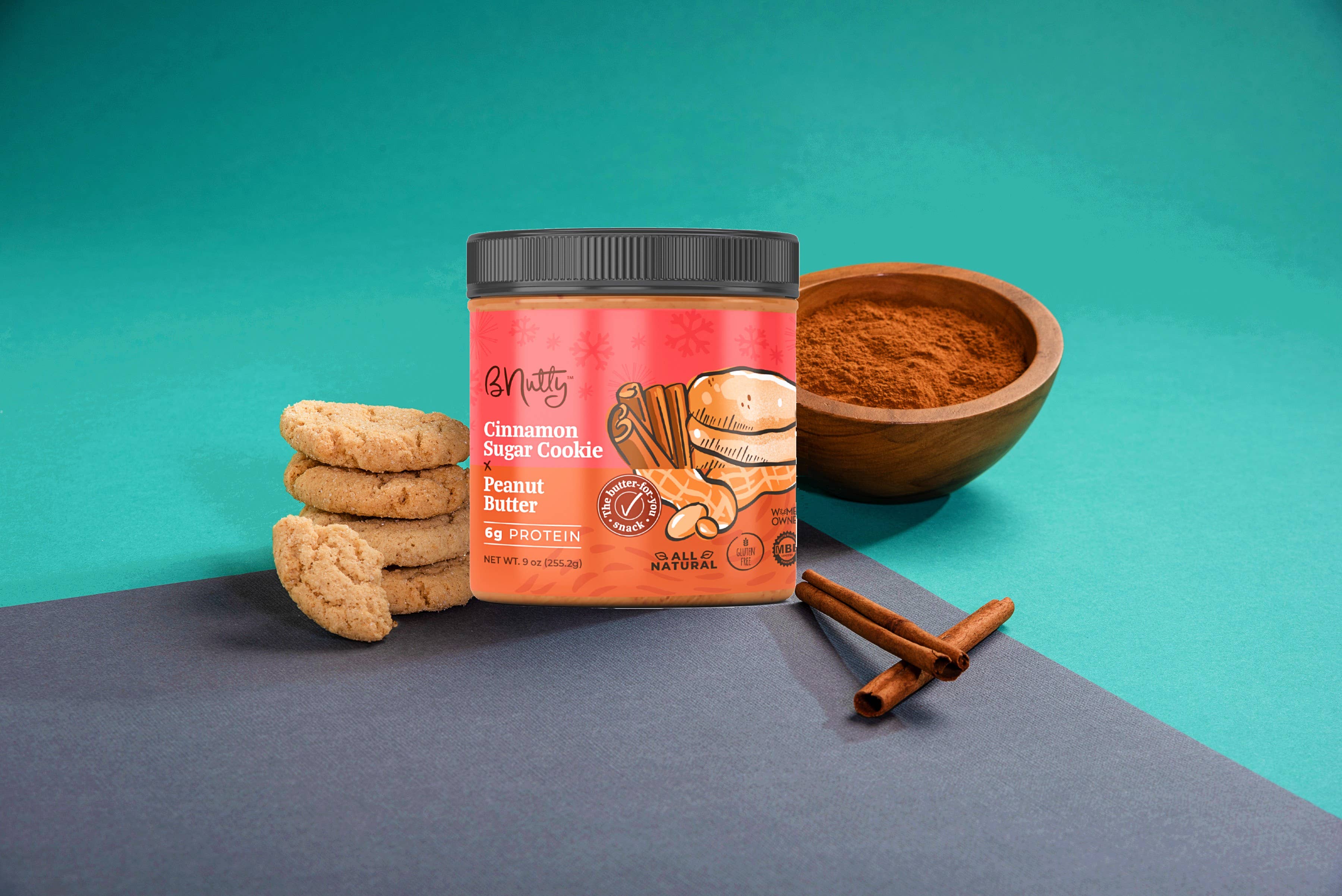 BNutty Peanut Butter - Wholesale Nut Butter - Cinnamon Sugar Cookie BNutty Peanut Butter- Case of 6- 9oz1