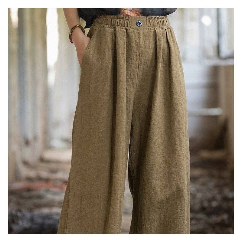 FurDecoration - Wholesale Pants - Women's - Loose Fit Casual Thin Straight Leg Pants In Solid Color7