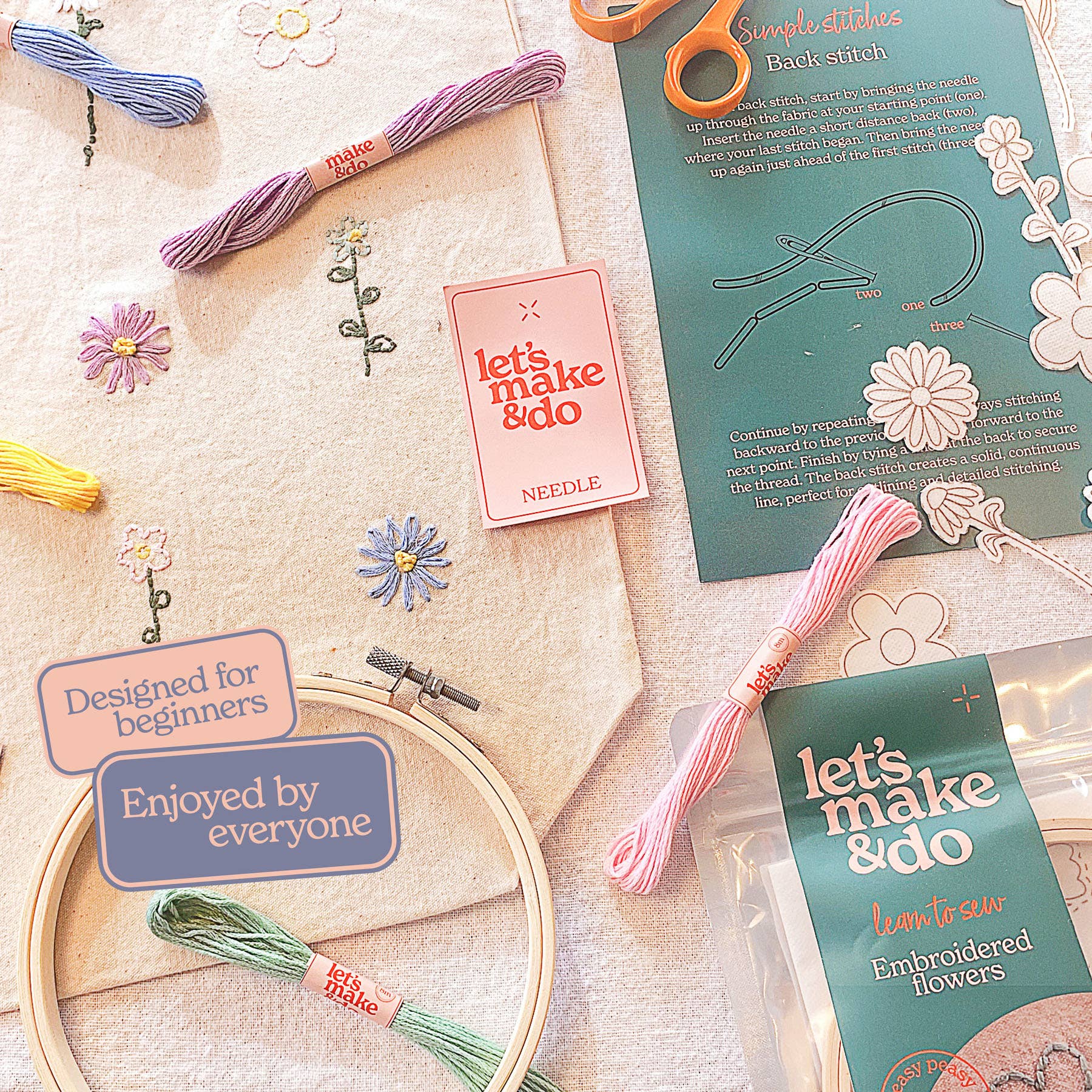 Let's Make & Do – wholesale Sömnadskit – Lär dig sy egna broderade blommor - kit för nybörjare4