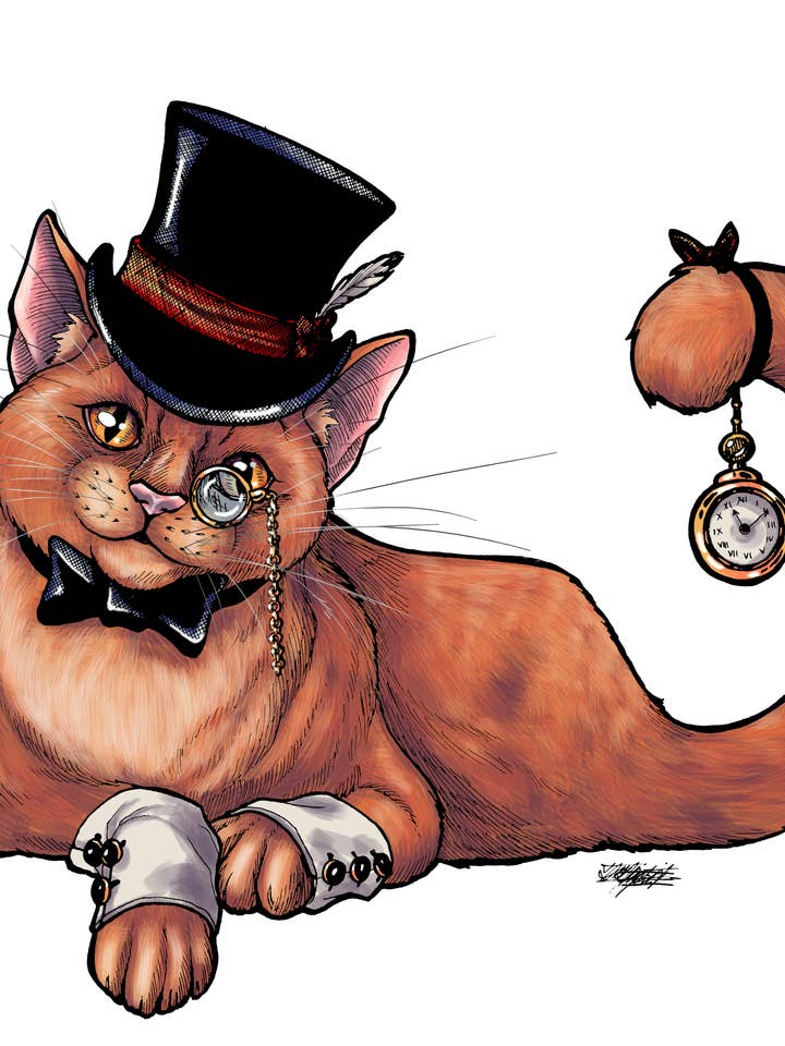 5-Zoll-Aufkleber: Cats in Spats: Orange Kitty — Vinyl, wasserfest für den Großhandel von Indi Martin Art