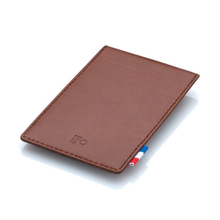 GREG - Clipe de dinheiro em pele patinada e porta-cartões - Chocolate por atacado de apocope.paris