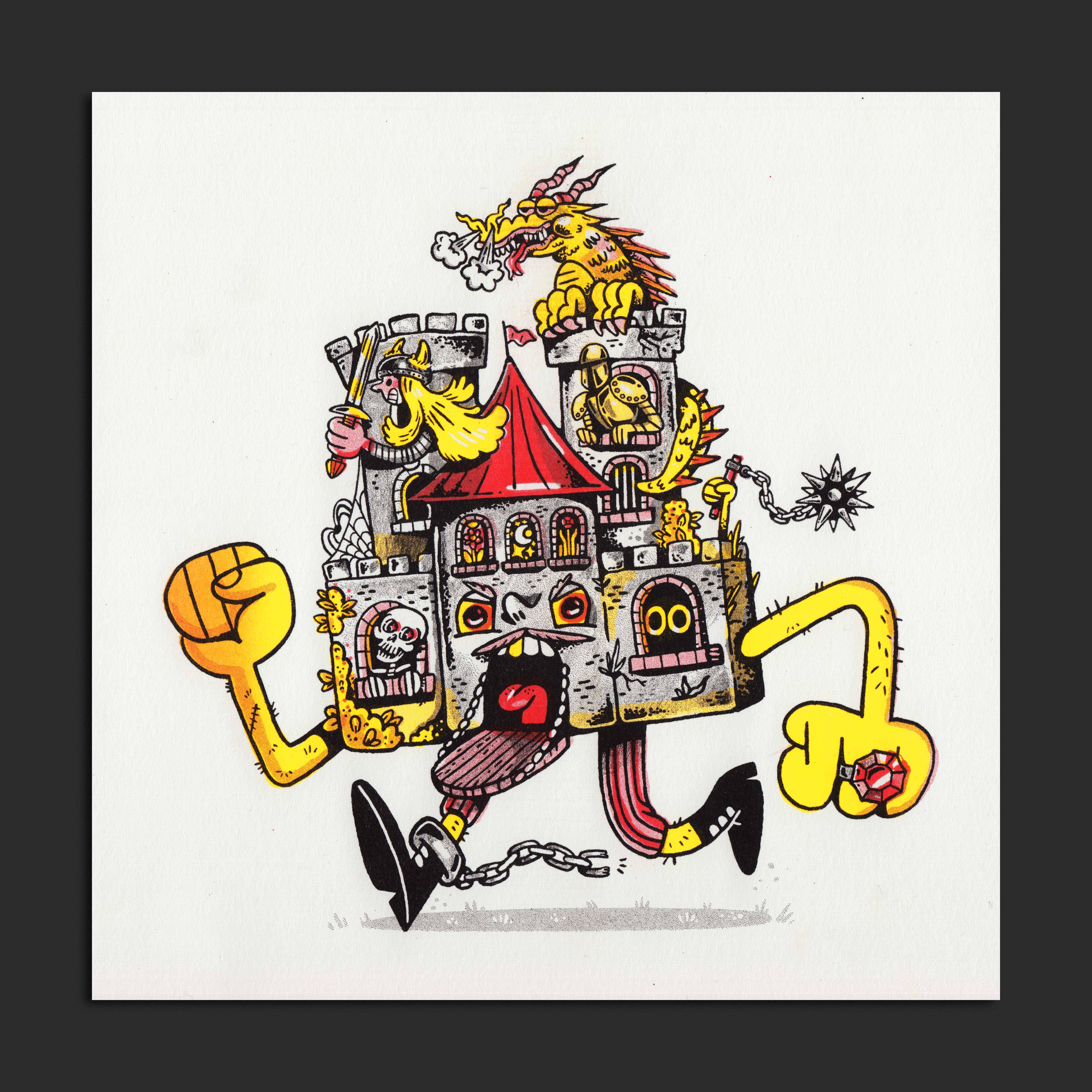 It's Not That Weird - Wholesale Art Print - Castle Character Fantasy Riso Print1