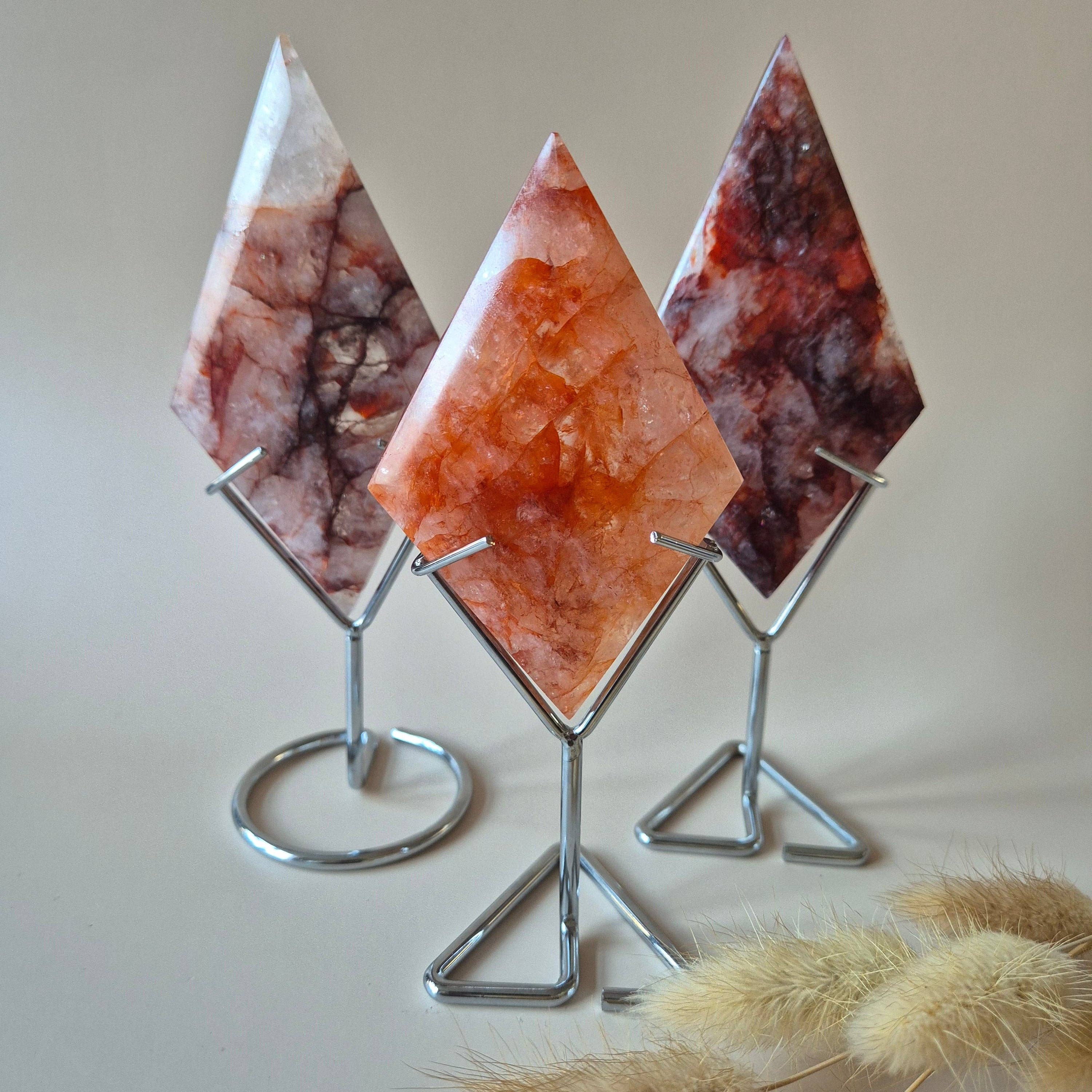Moonlight Gemstones - Wholesale Spiritual Stone/Crystal - Gemstone A quality Fire Quartz Diamond on Stand – Energy, Passion & Perseverance1