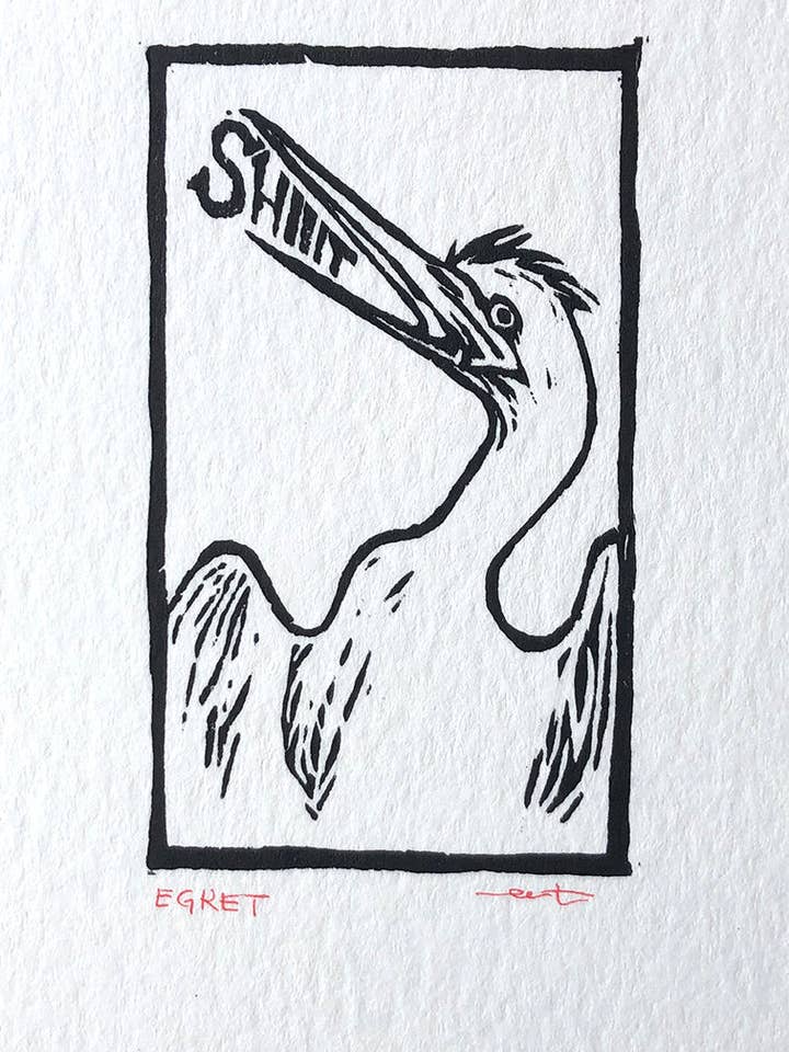 Egret || Open Edition Linoprint for wholesale by Oscen || Nen Chang & Liz Tecca