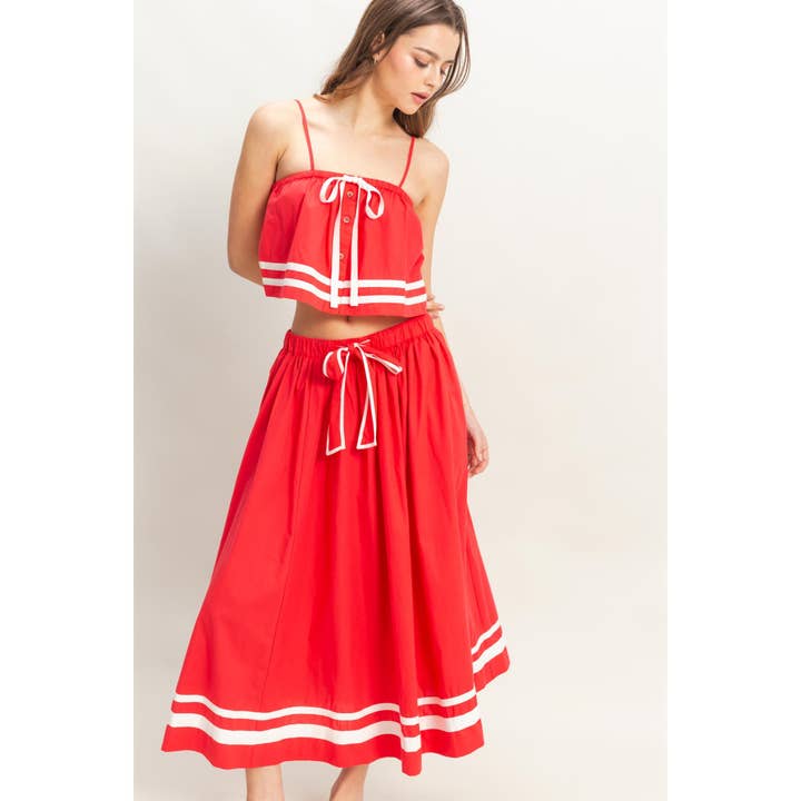 HYFVE - Wholesale Top & Skirt Set - Women's - HF25E478-SET-Contrast Detail Top And Midi Skirt Set
