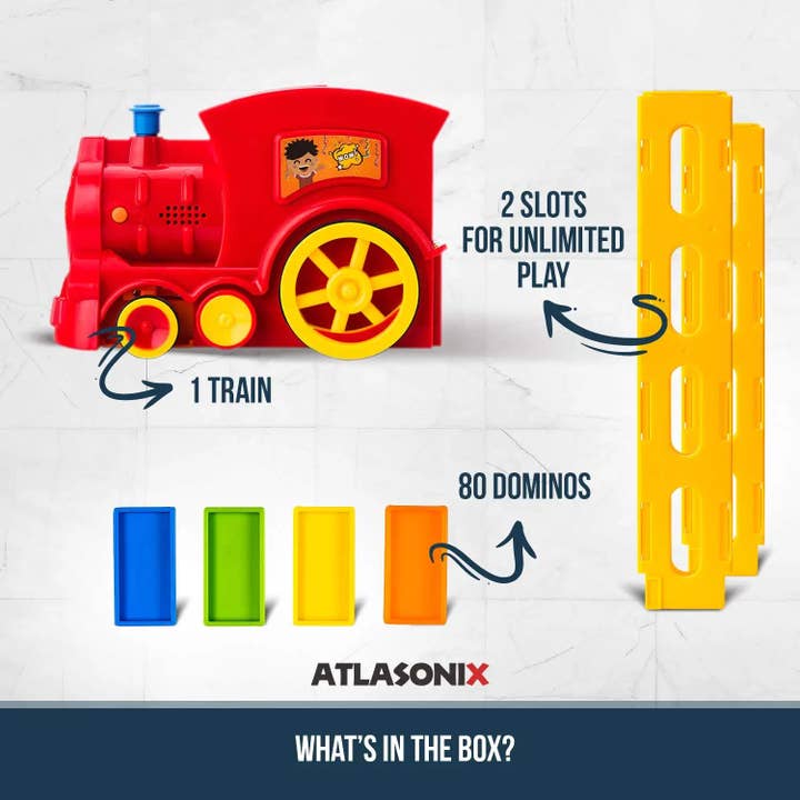Atlasonix - Wholesale Toy Set - Kids - Domino Train Toy, Domino Train Set That Prepares Your Domino