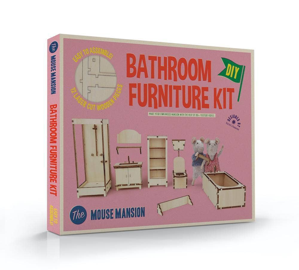Het Muizenhuis – wholesale DIY craft kit – Kids DIY Dollhouse Furniture Kit - Bathroom (Scale 1:12)