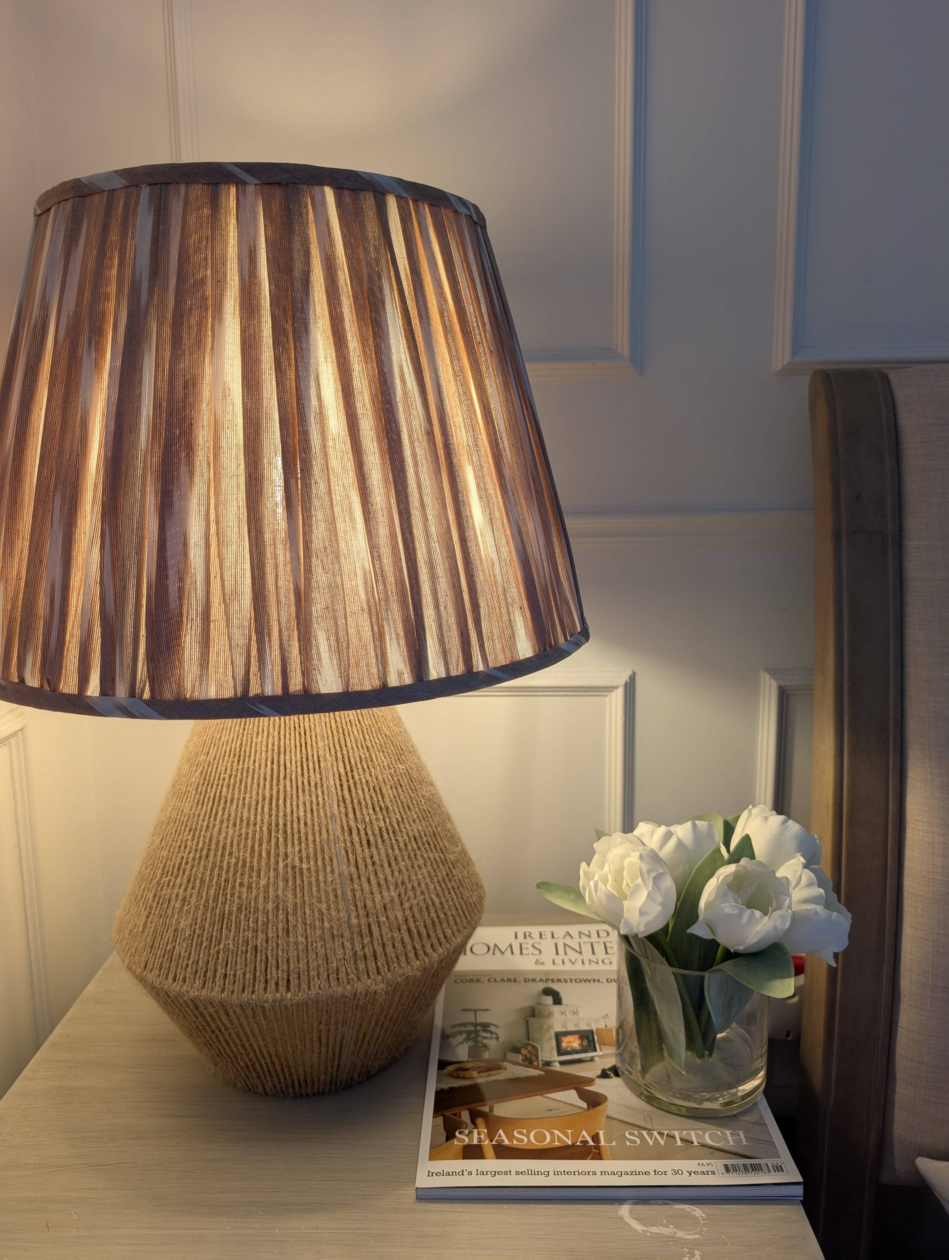 LNH EDIT - Wholesale Lamp Shade - Beige Ikat Pleated Lampshade8