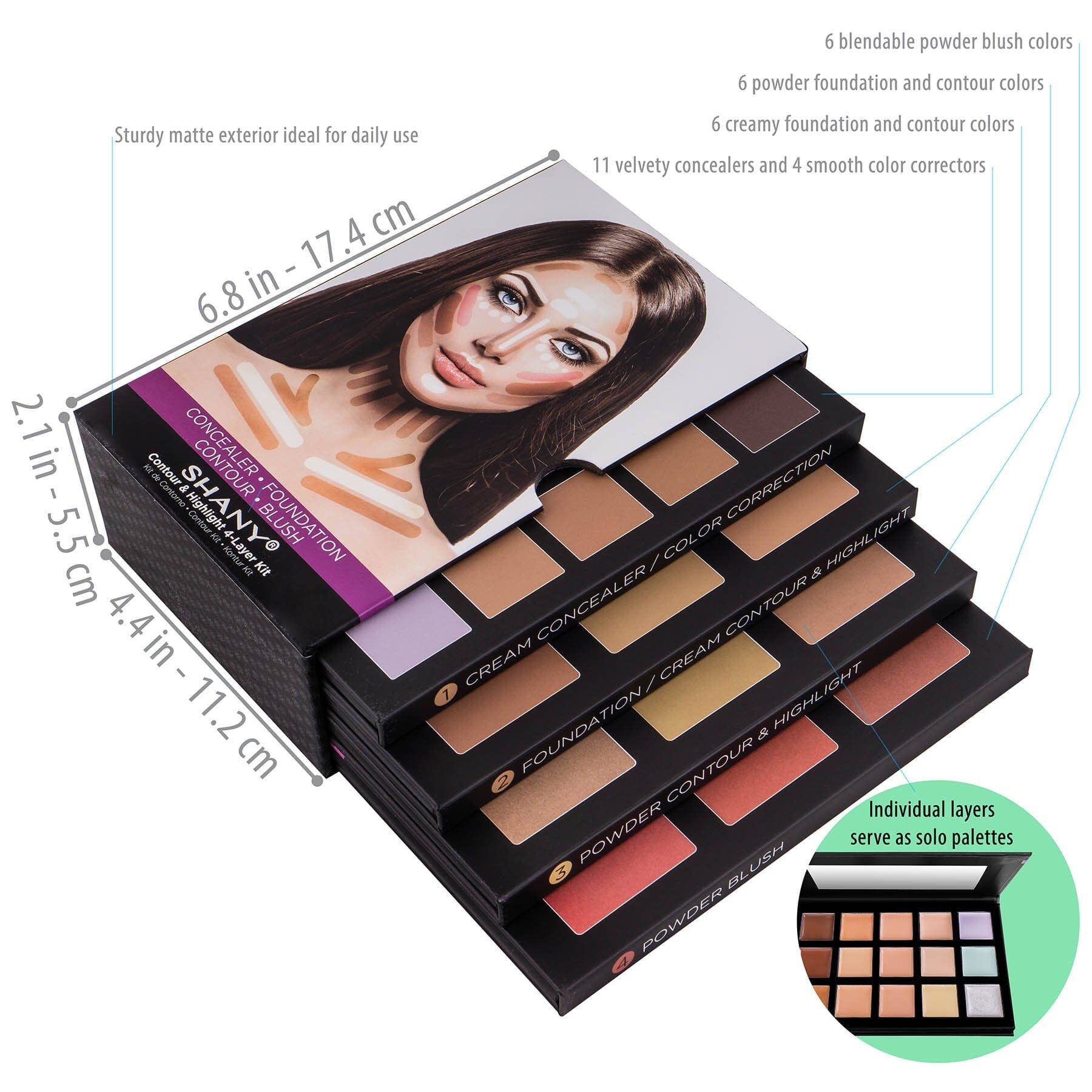 Multi Colored 4-Layer Contour and Highlight Makeup Kit for wholesale on Faire3