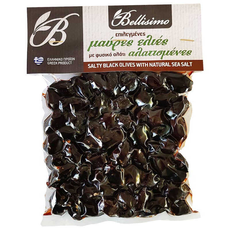 Bellisimo Greek Products - Wholesale Olives - Black olives salted with natural salt (200gr)0