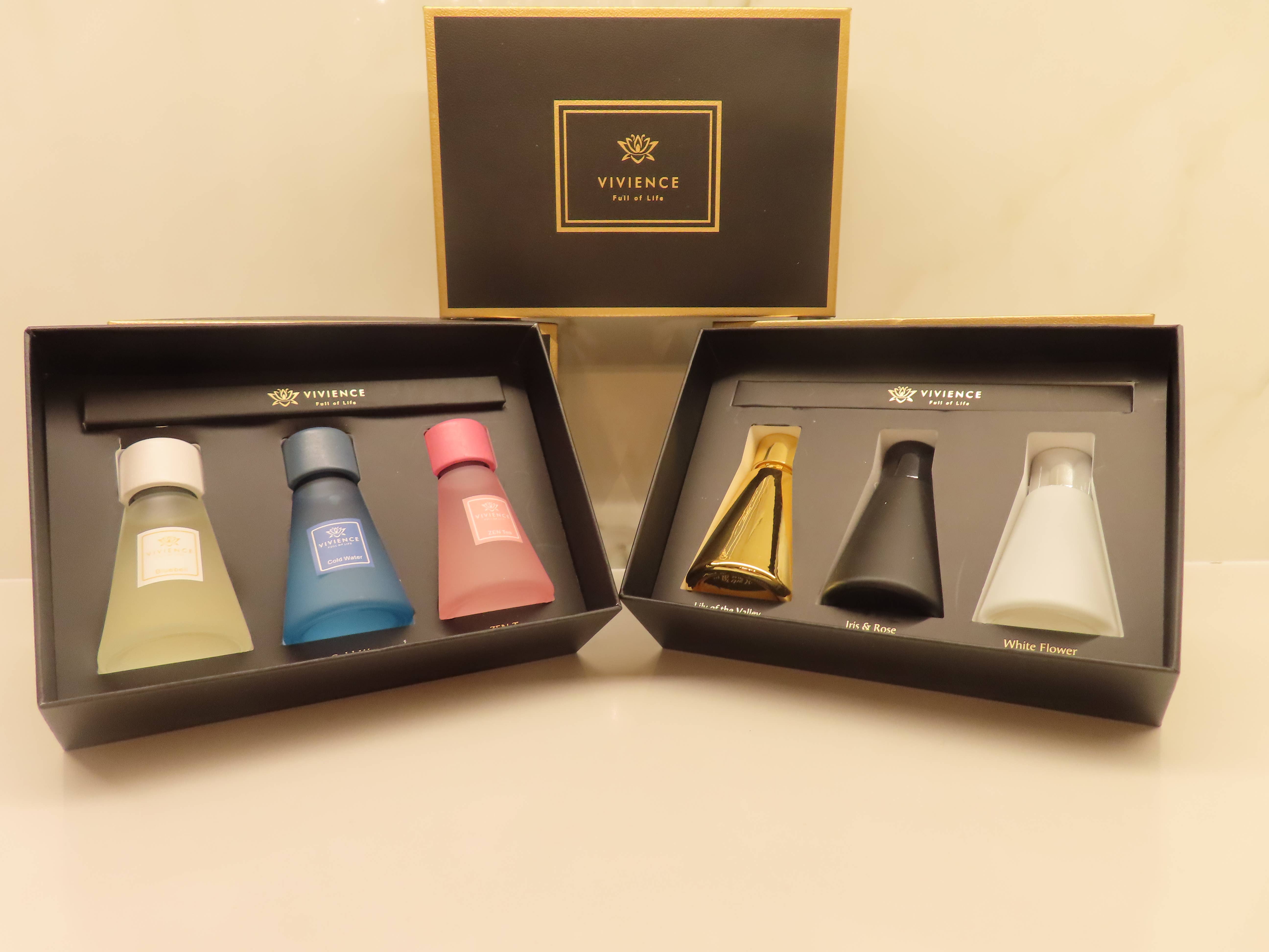 VIVIENCE - Wholesale Reed Diffuser - S/3 Diffusers- White/Black/Gold - Assorted Scents9