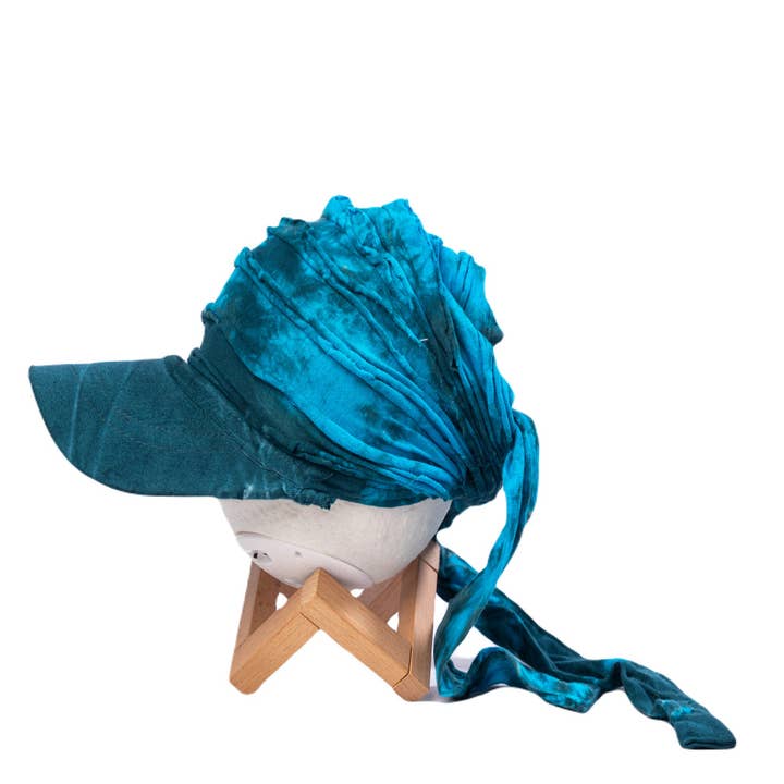 Earth Divas - Wholesale Baseball Cap - Women's - Blue Tie Dye Cap with Headband | Tie at Back