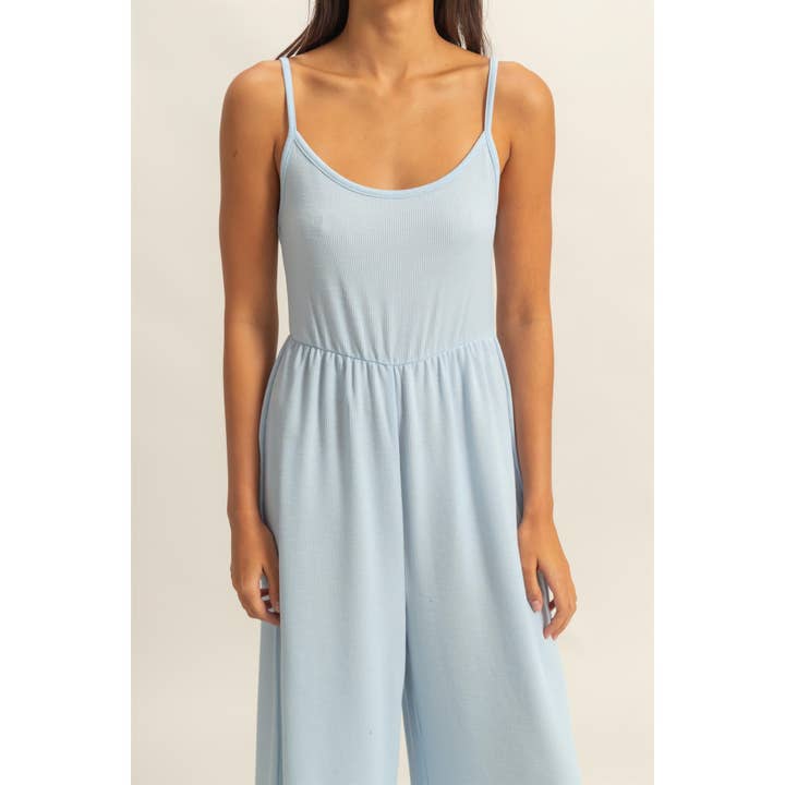 HYFVE - Wholesale Jumpsuit - Women's - DZ25A984-Scoop Neck Sleeveless Wide Leg Jumpsuit