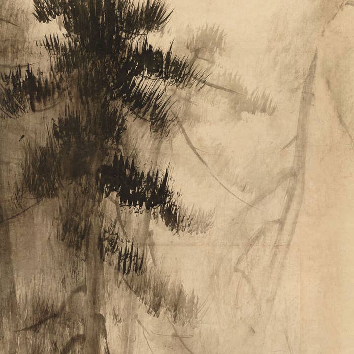 Modern Antique Prints - Wholesale Art Print - Wabi-Sabi Pine Sketch – Timeless Silence in the Mist VI2