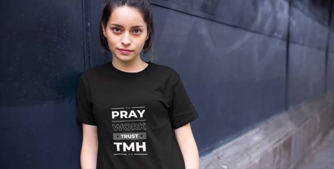 Diamond Eyes Enterprises - Wholesale Screen Printed T-Shirt - Women's - Pray, Work, Trust The Most High T-Shirt1