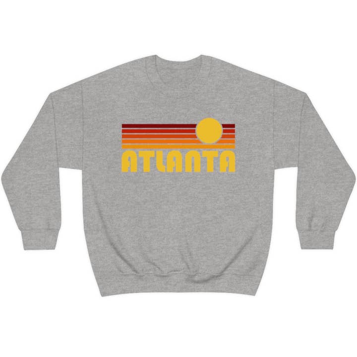 Hey Mountains - Wholesale Graphic Sweatshirt - Women's - Atlanta, Georgia Sweatshirt - Retro Sunset Unisex
