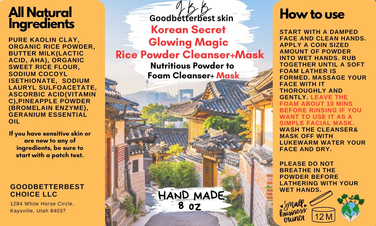 gbb Goodbetterbest Skin - Wholesale Facial Cleanser - Korean Secret Glowing Magic Rice powder to foam Cleanser+Mask 4oz 8oz4