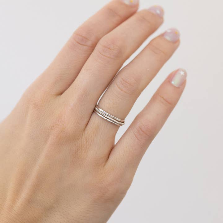 The Land of Salt - Wholesale Band/Stacked Ring - Hammered Stacking Ring in Sterling Silver3