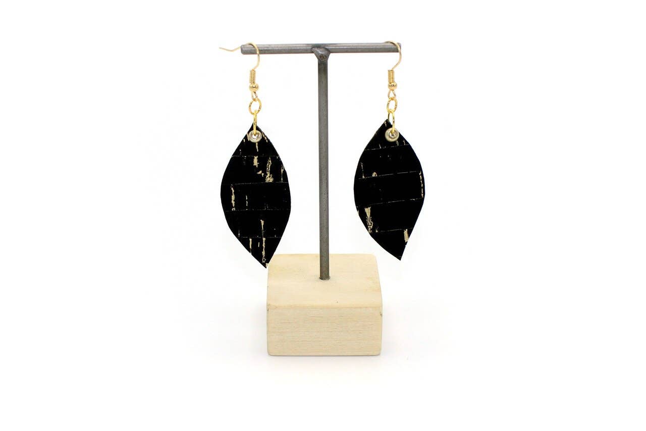 Spicer Bags - Wholesale Dangle Earrings - Cork Leaf Earring in multiple Cork materials4
